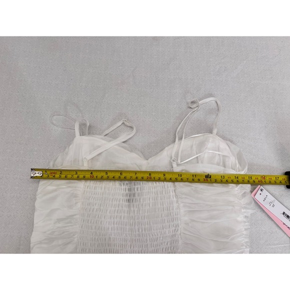 AQUA White Midi Dress‎ Ruched Bodice Sleeveless Party Cocktail Size M - Picture 7 of 9